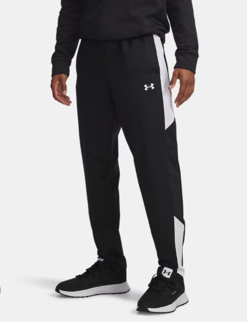 Mens Under Armour rival knit pants black white stripe small NWT
